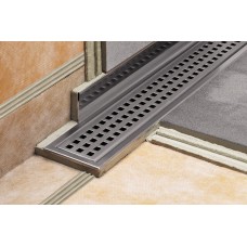 Schluter®-SHOWERPROFILE-R - Transition profile covers exposed wall where floor slopes to linear drain