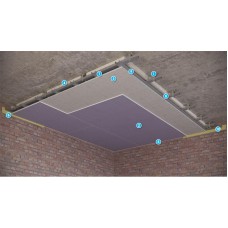 Каркасный звукоизоляционный потолок на подвесах Виброфлекс-Коннект ПП (115 мм)